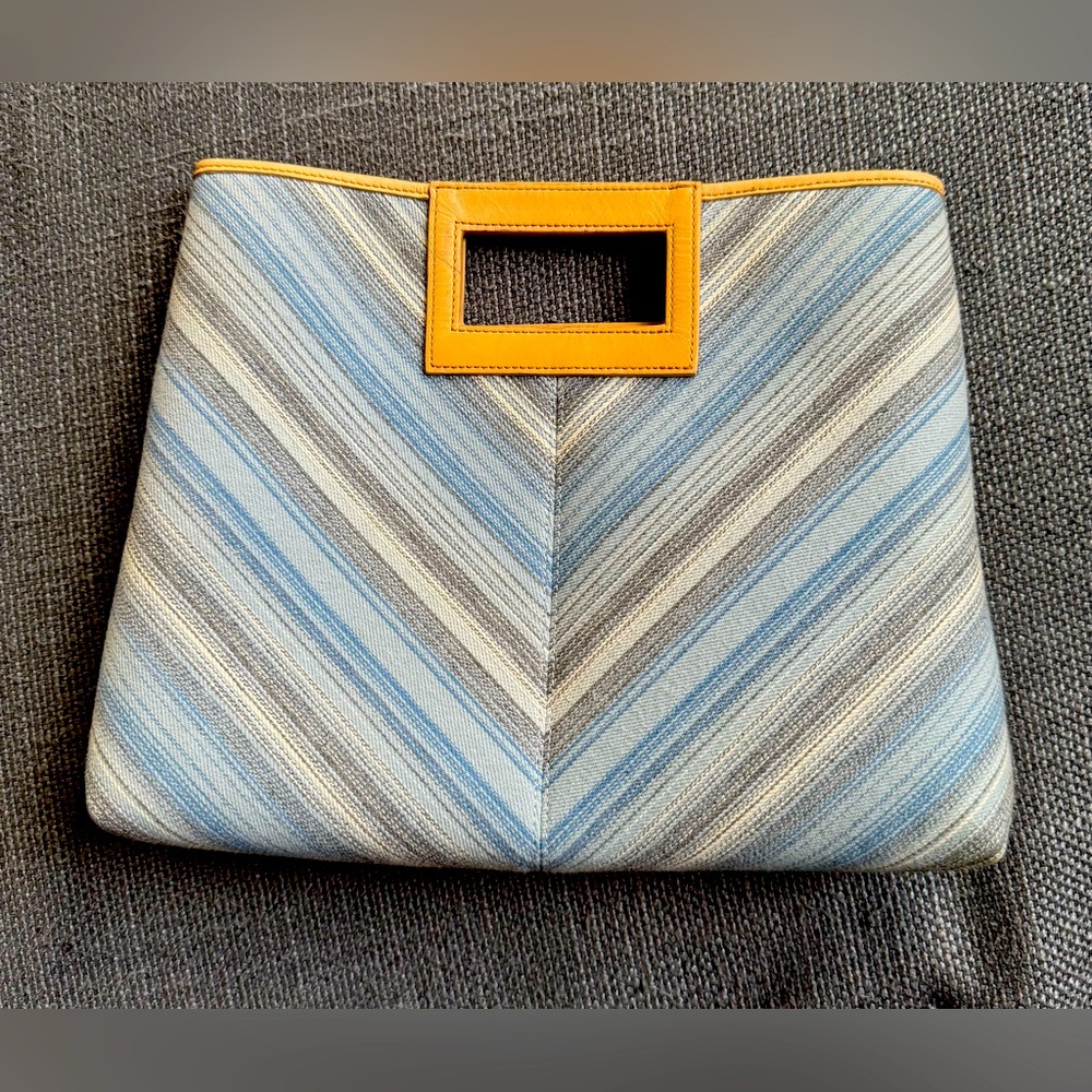 Armani Exchange Multicolor Canvas Stripes Clutch Handbag With Marching Wallet